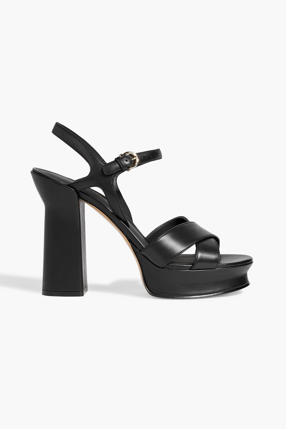 Ferragamo Sonya Leather Platform Sandals In Black