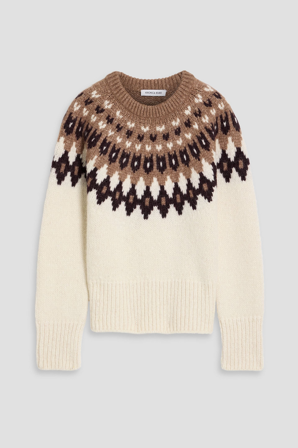 Veronica Beard Anne Fair Isle Alpaca-blend Sweater In Brown