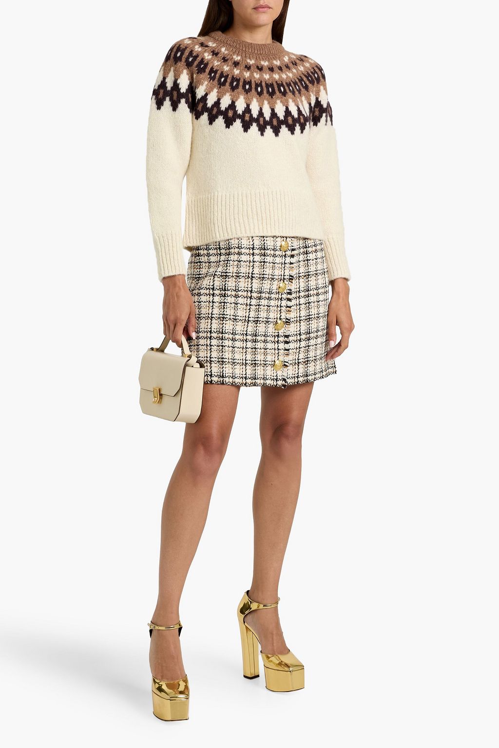 VERONICA BEARD Melia cotton-blend tweed mini skirt