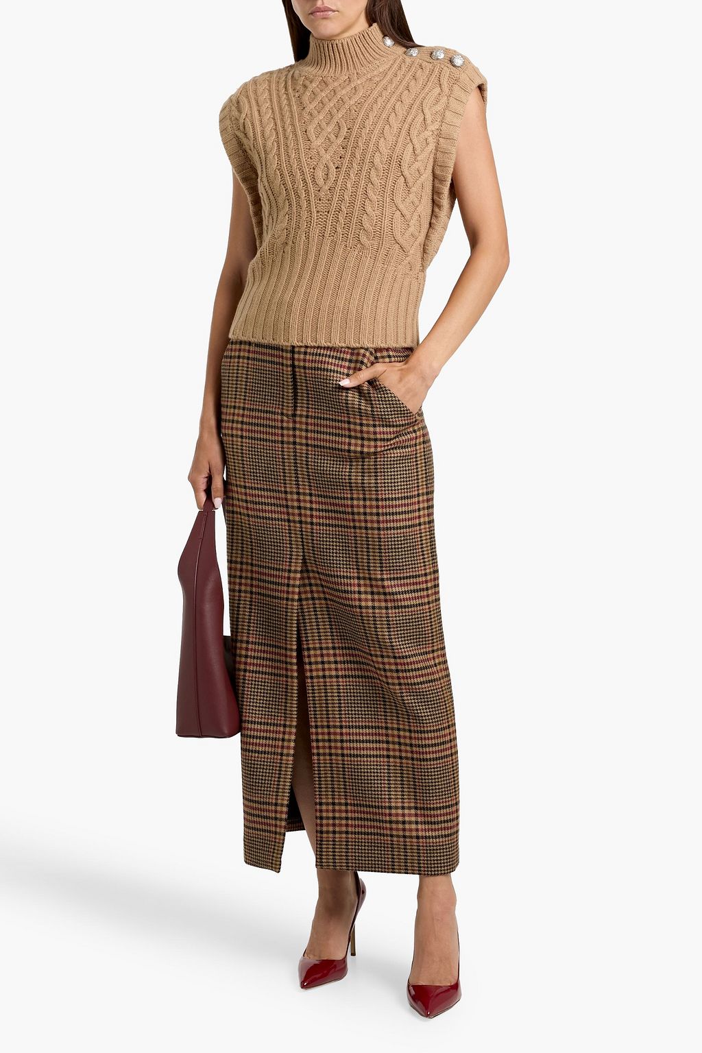 VERONICA BEARD Holton cable-knit wool turtleneck vest