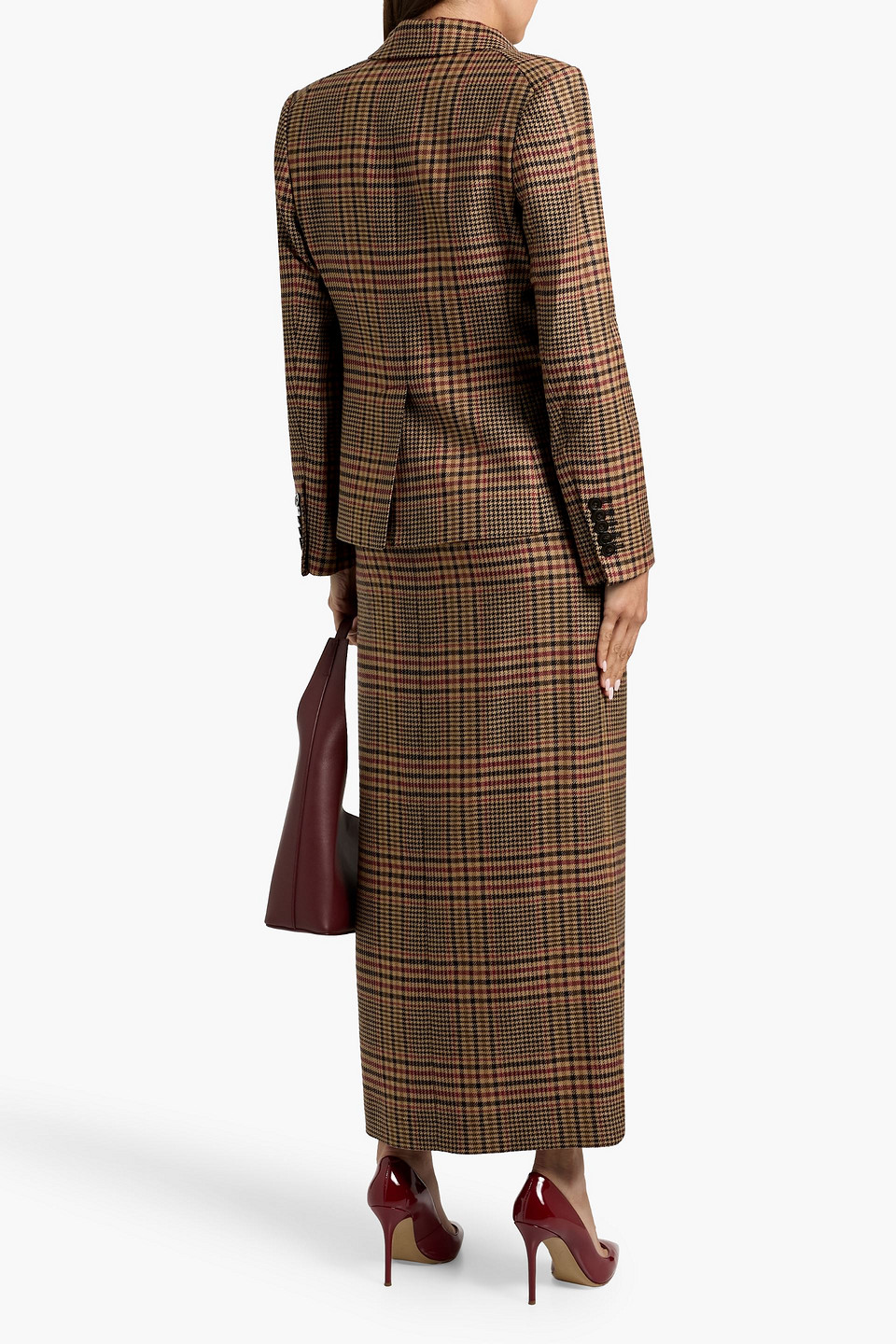 Veronica Beard Aire Dickey Checked Wool-tweed Blazer In Brown