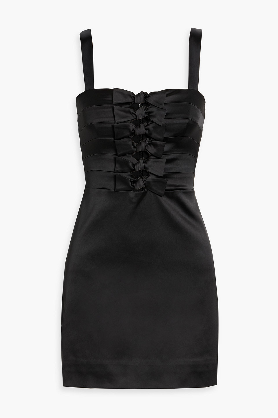 Veronica Beard Kennedy Satin Bow-detailed Mini Dress In Black