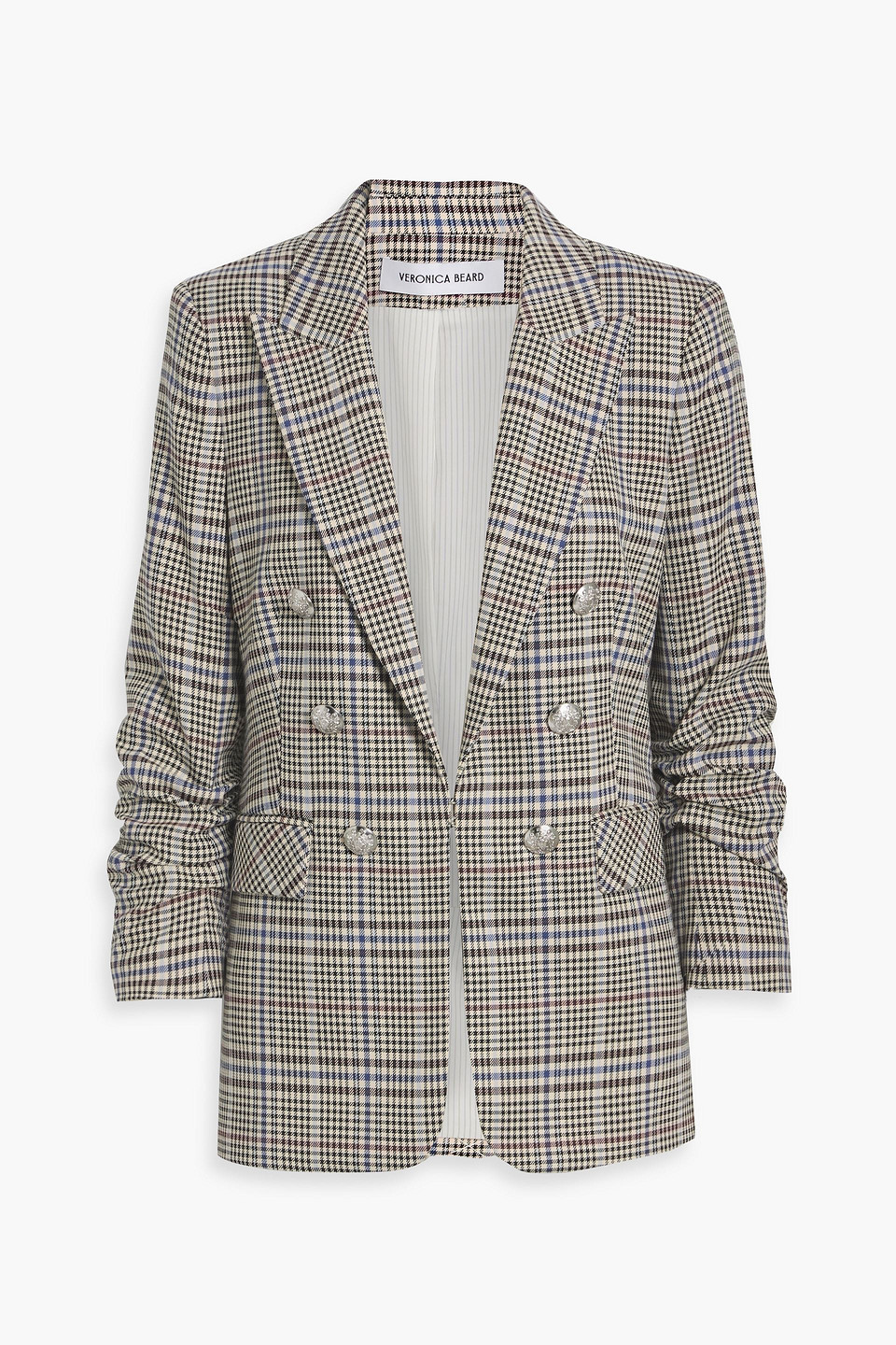 Veronica Beard Beacon Dickey Double-breasted Checked Tweed Blazer In Gray