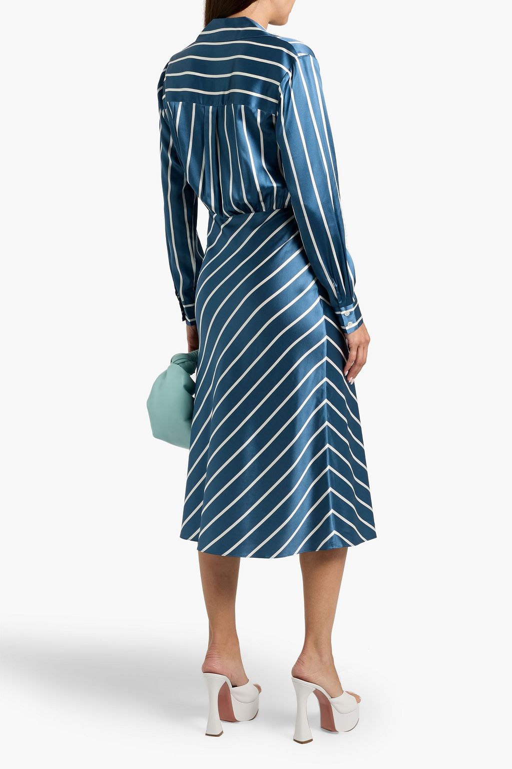 VERONICA BEARD Otis striped silk-blend satin midi dress