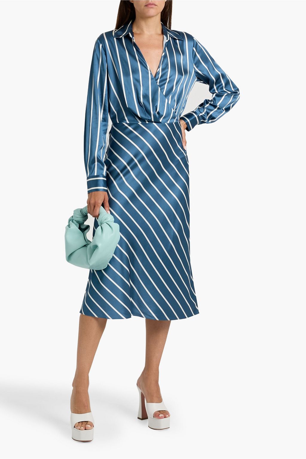 VERONICA BEARD Otis striped silk-blend satin midi dress