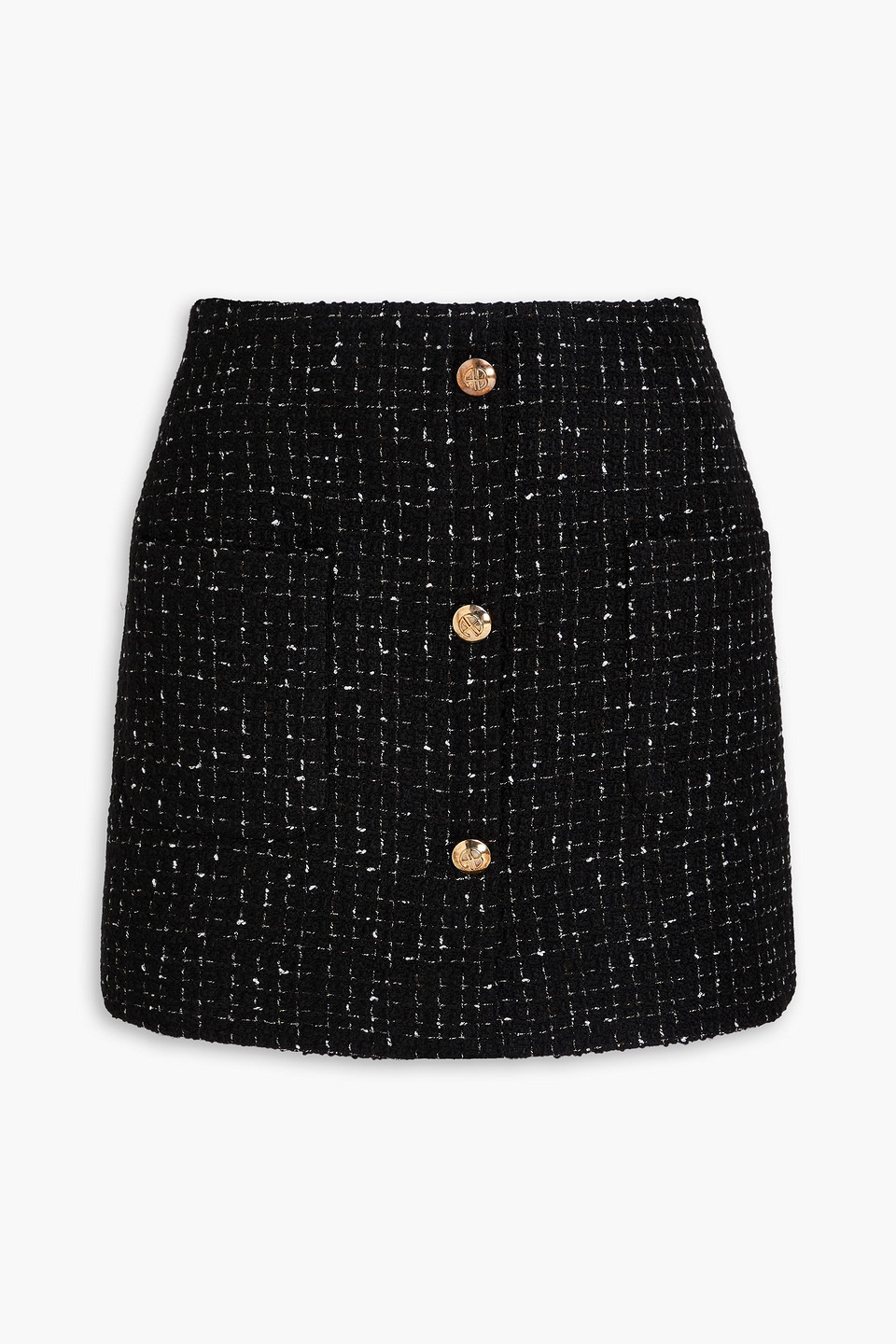 anine bing - mateo metallic bouclé-tweed mini skirt - black - de 30
