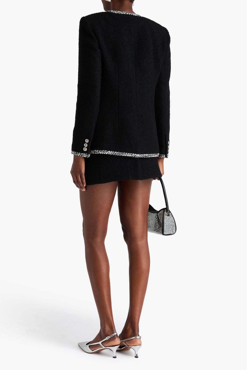 ALESSANDRA RICH Crystal-embellished wool-blend bouclé-tweed jacket