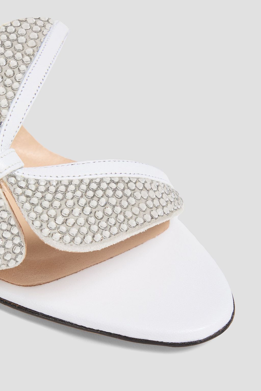 ALESSANDRA RICH Crystal-embellished leather mules