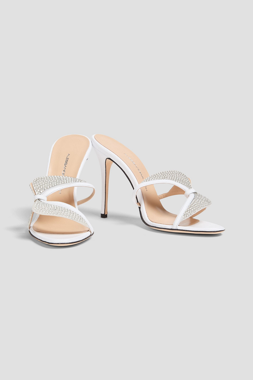  Alessandra Rich - Crystal-embellished Leather Mules - White - Eu 36 