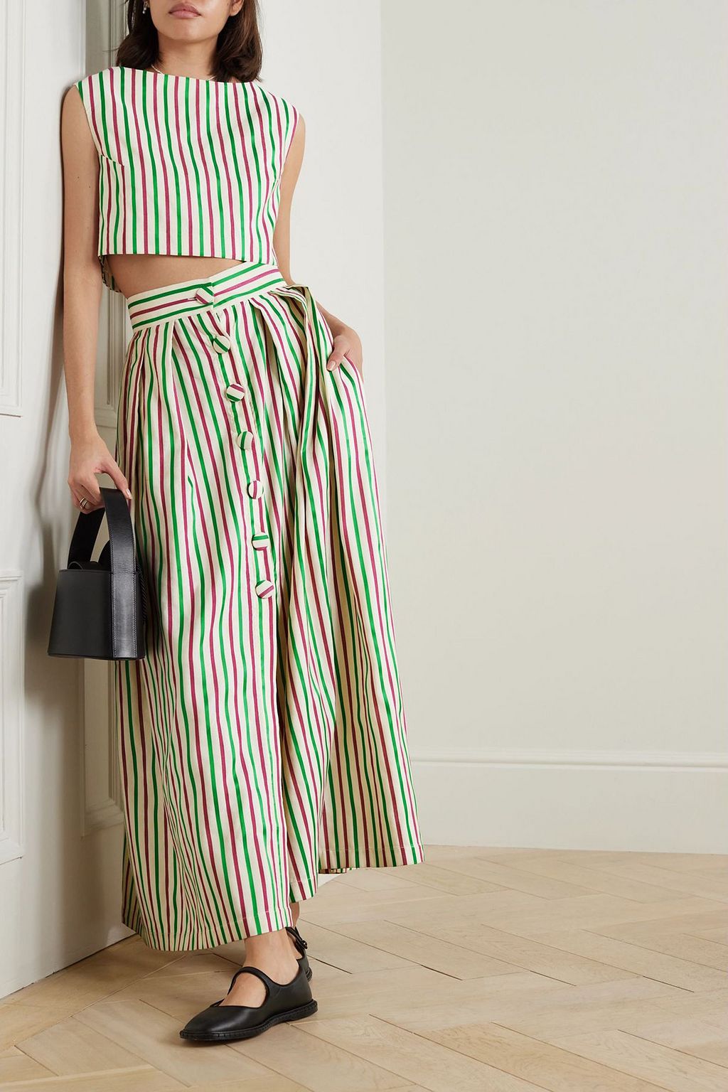 DESTREE Richard cropped striped faille top