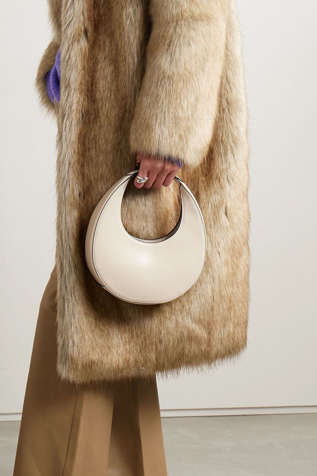STAUD Moon mini glossed-leather shoulder bag
