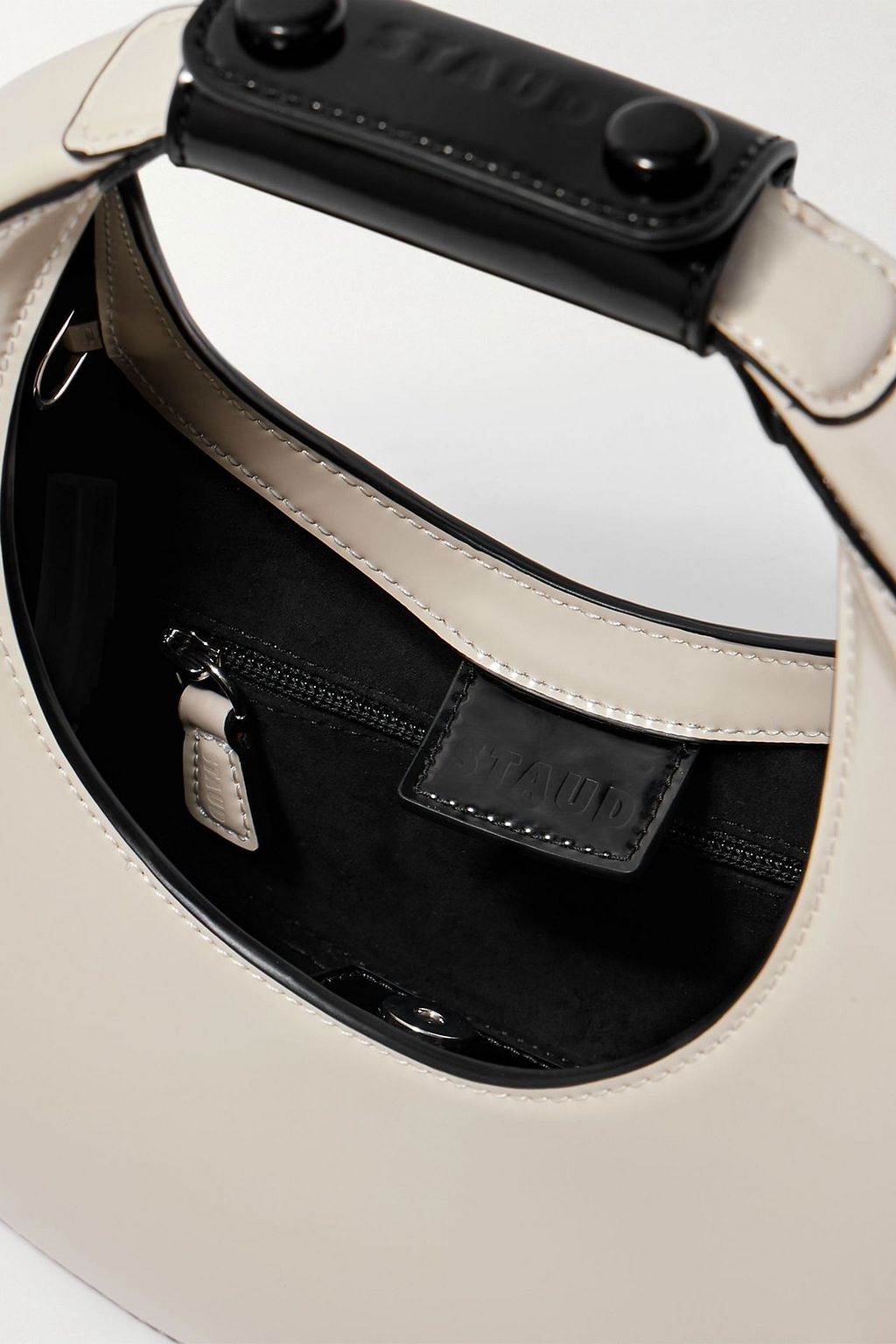 STAUD Moon mini glossed-leather shoulder bag