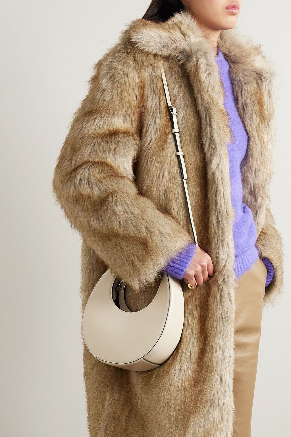 STAUD Moon mini glossed-leather shoulder bag