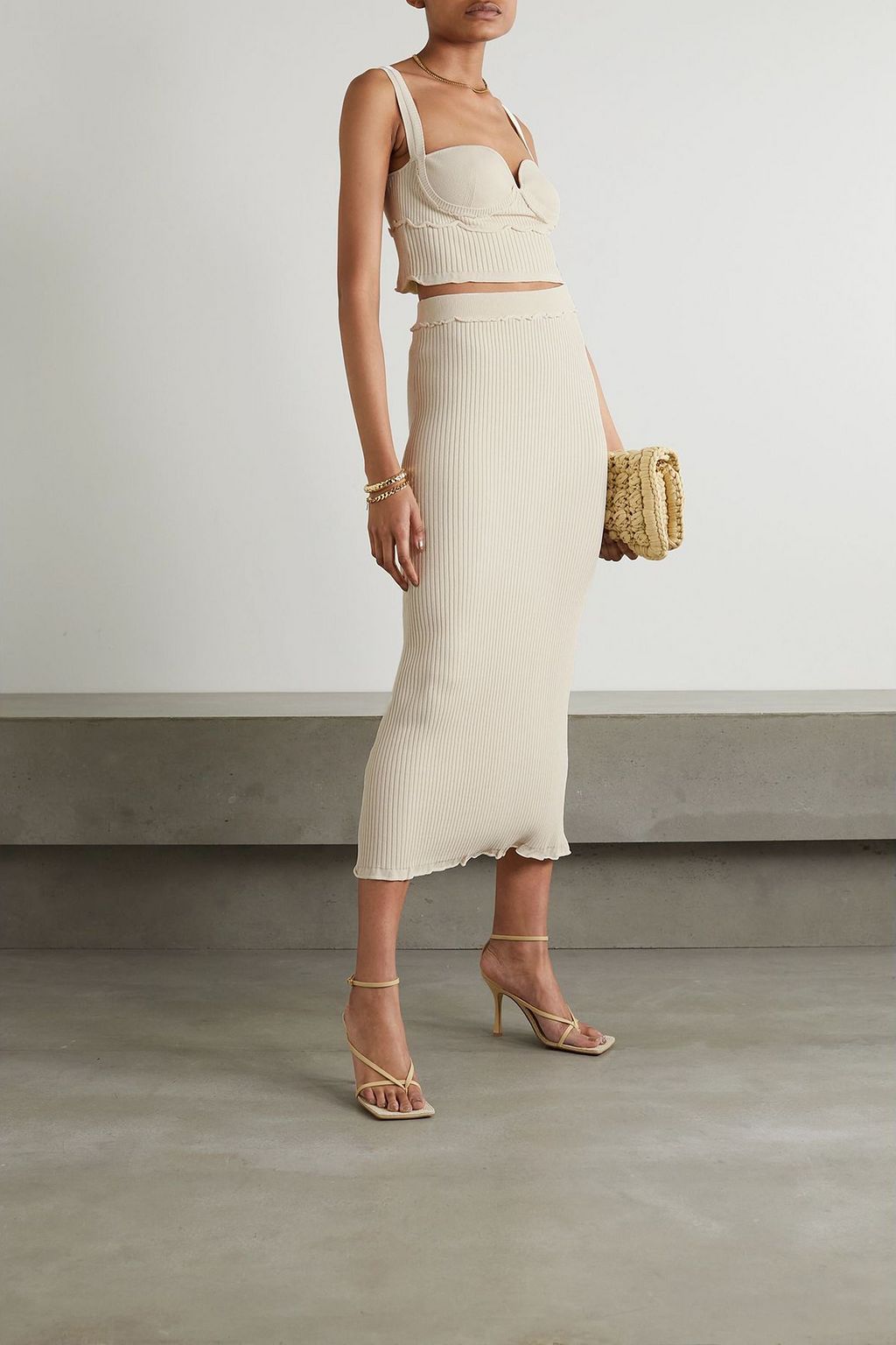 ALTUZARRA Piper Bustier aus Rippstrick mit Rüschen