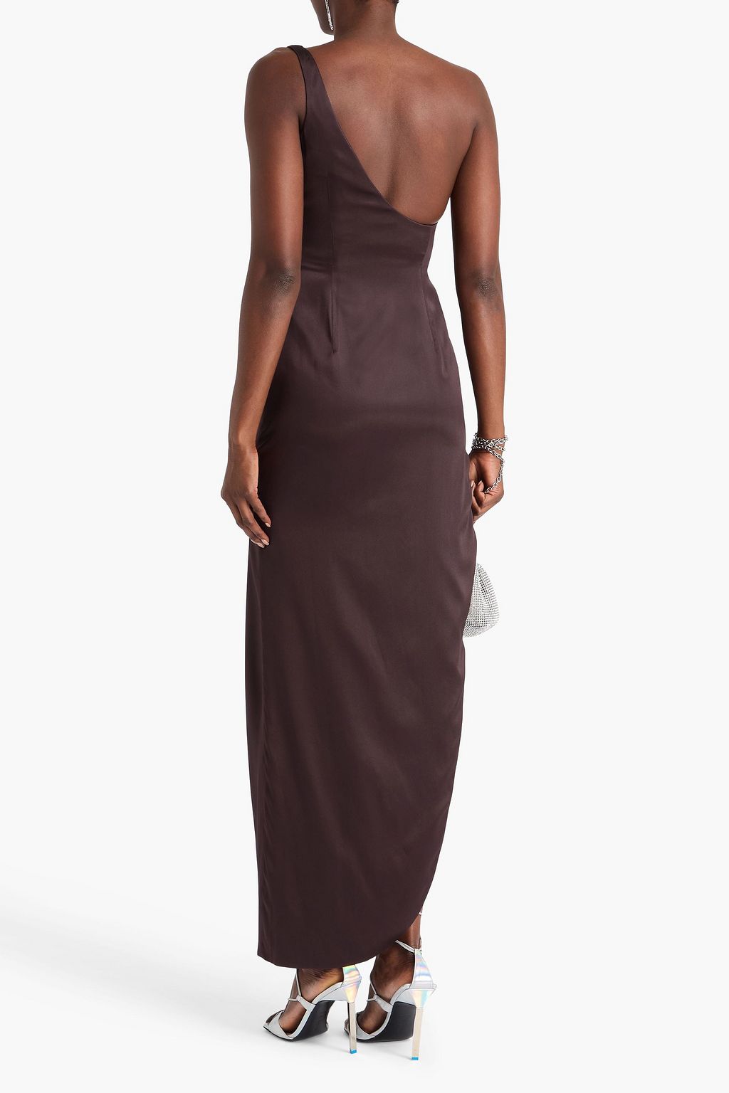 ALESSANDRA RICH One-shoulder asymmetric silk-satin maxi dress