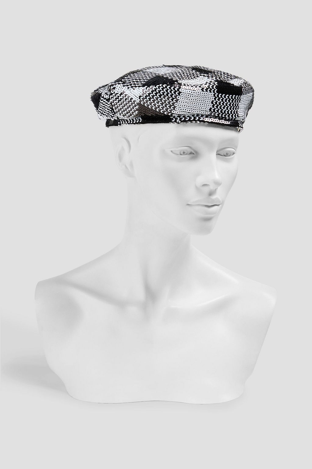MAISON MICHEL Billy checked sequined tulle beret