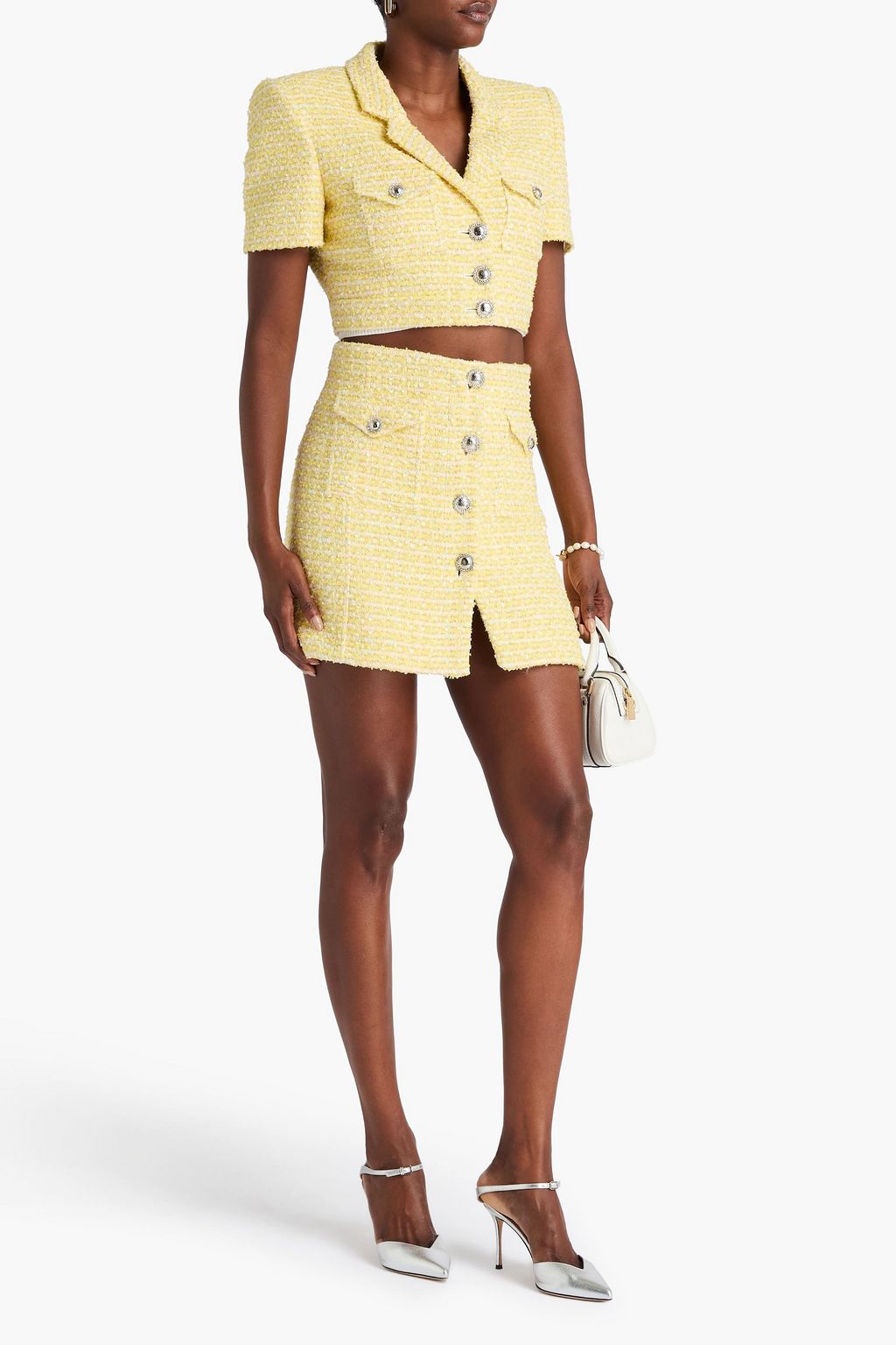 ALESSANDRA RICH Cropped metallic tweed blazer