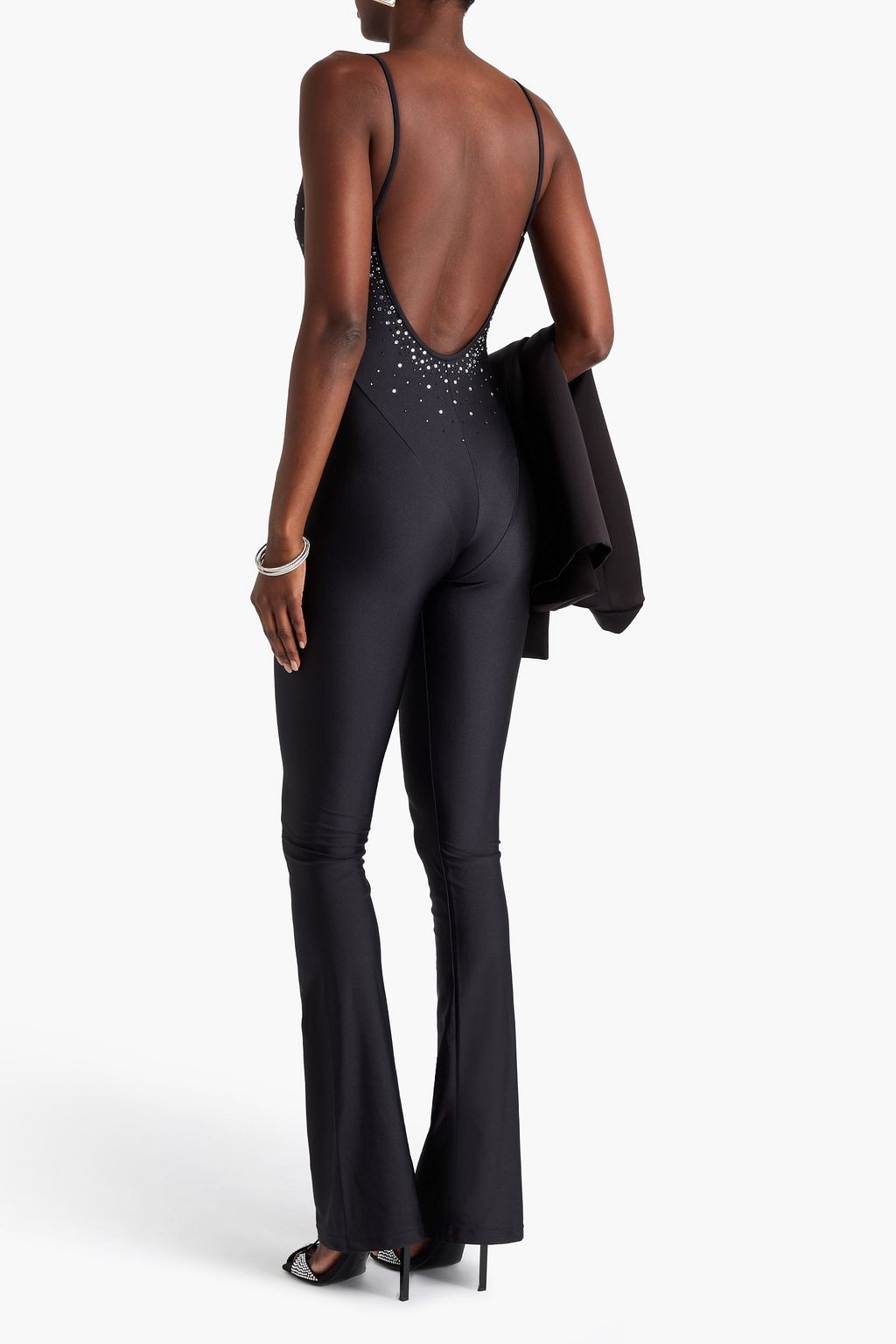 ALESSANDRA RICH Crystal-embellished stretch-jersey jumpsuit