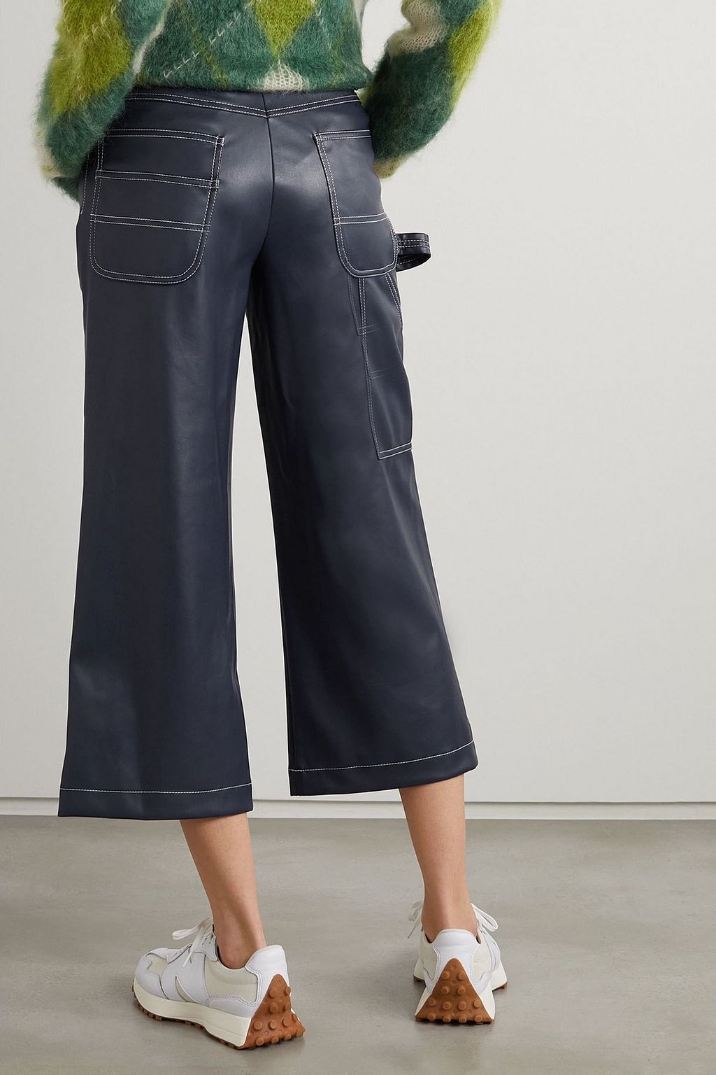 STAUD Domino cropped vegan leather wide-leg pants