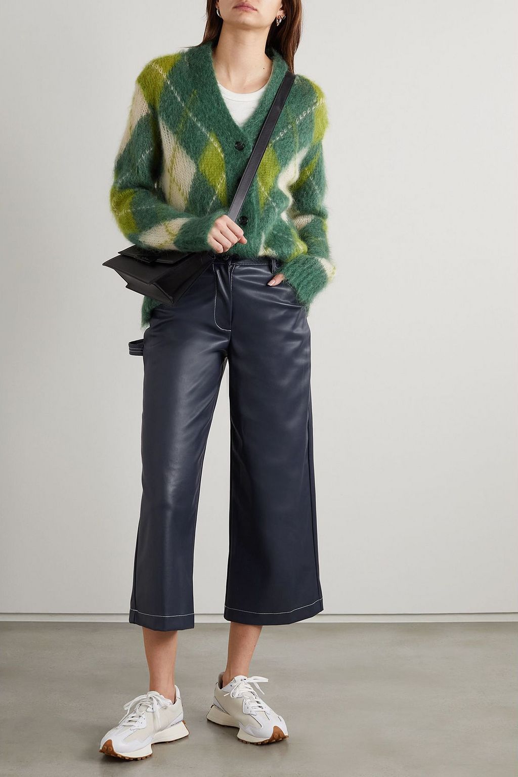 STAUD Domino cropped vegan leather wide-leg pants