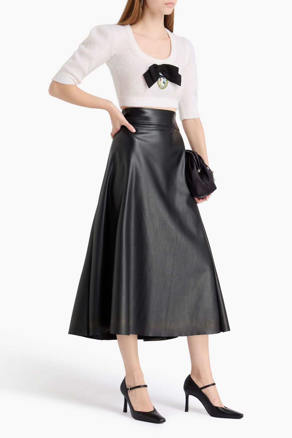 ALESSANDRA RICH Cropped embellished knitted top