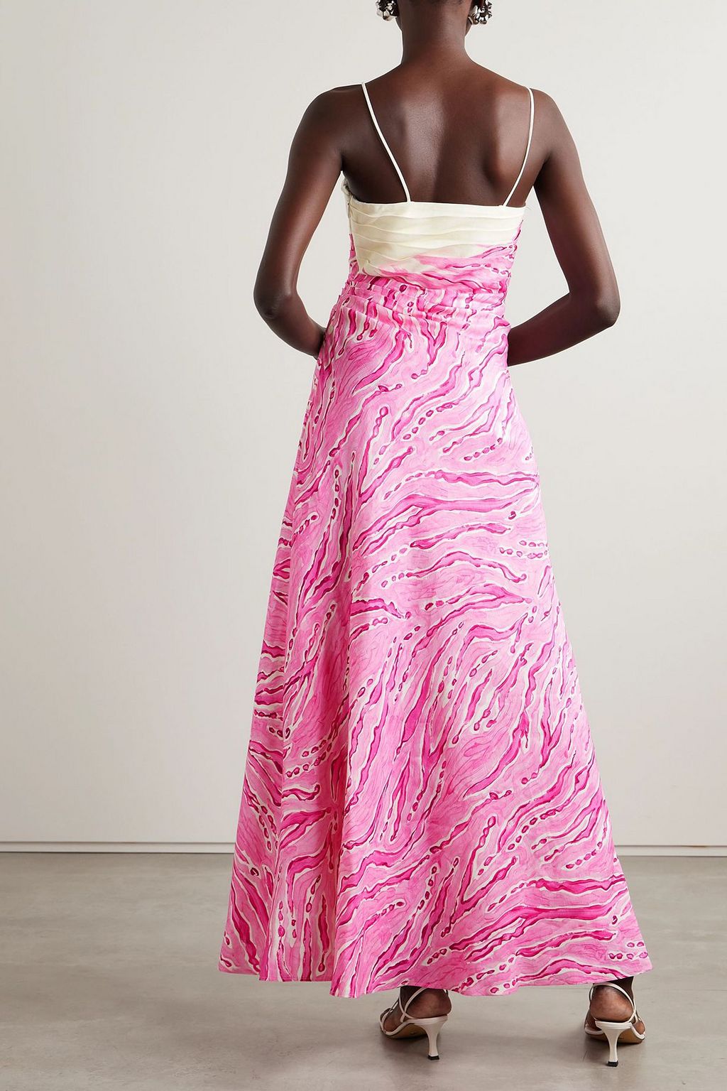 AJE. Clarice pleated printed linen-blend maxi dress