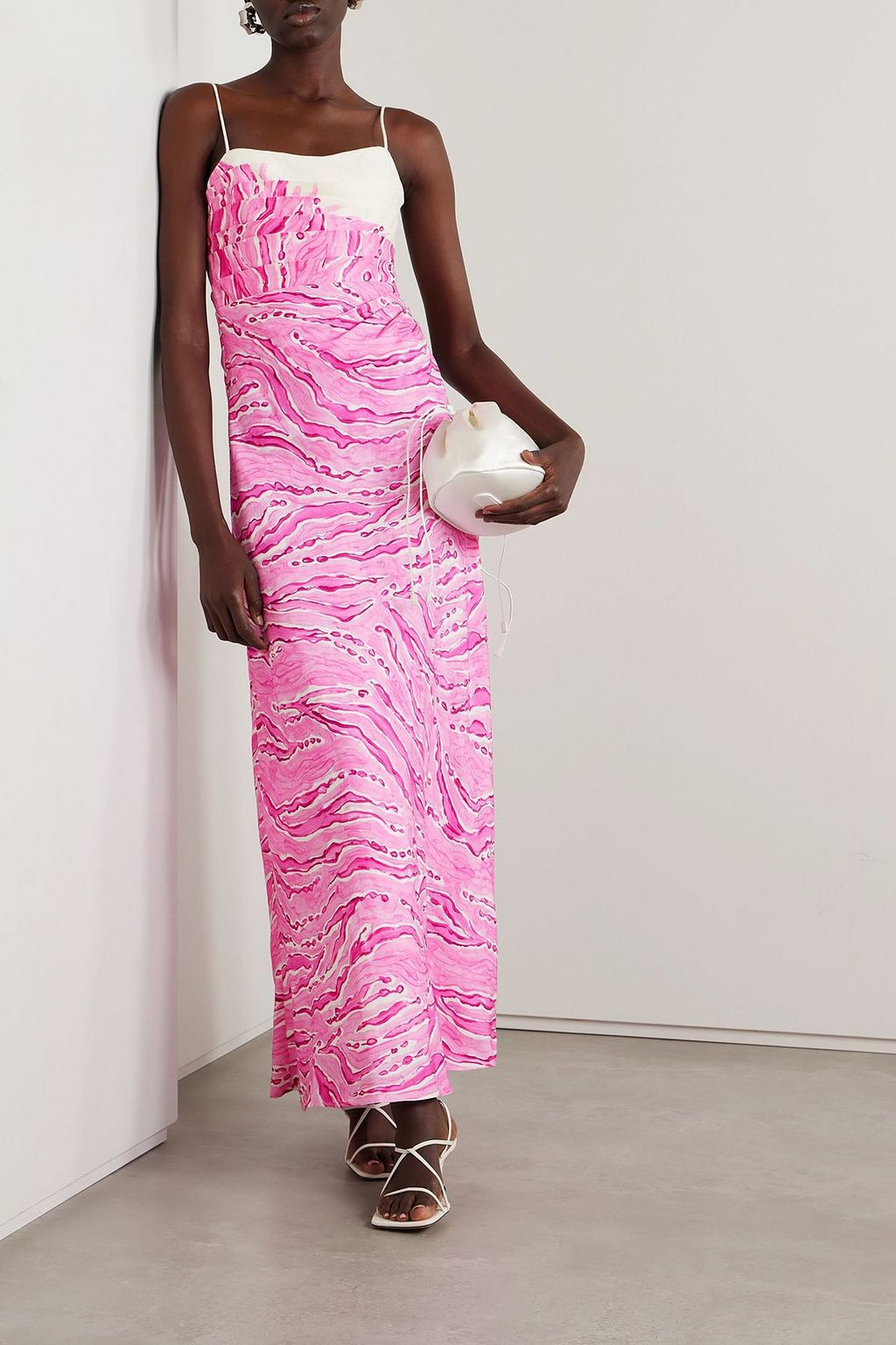 AJE. Clarice pleated printed linen-blend maxi dress