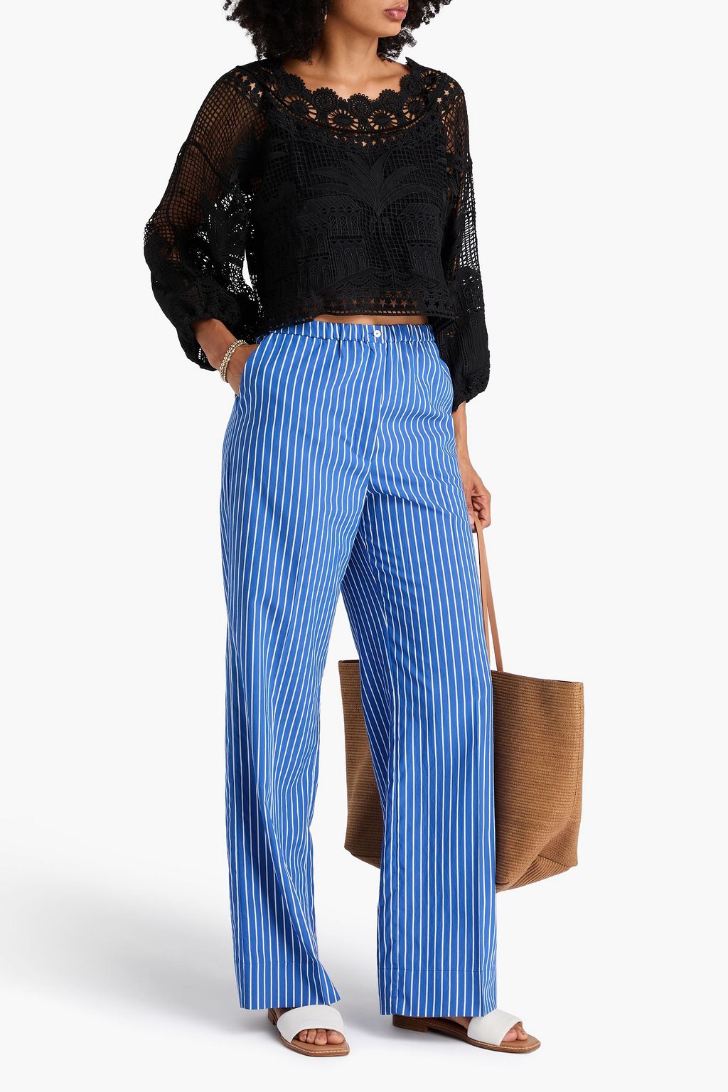 FARM RIO Alucina cropped guipure lace top
