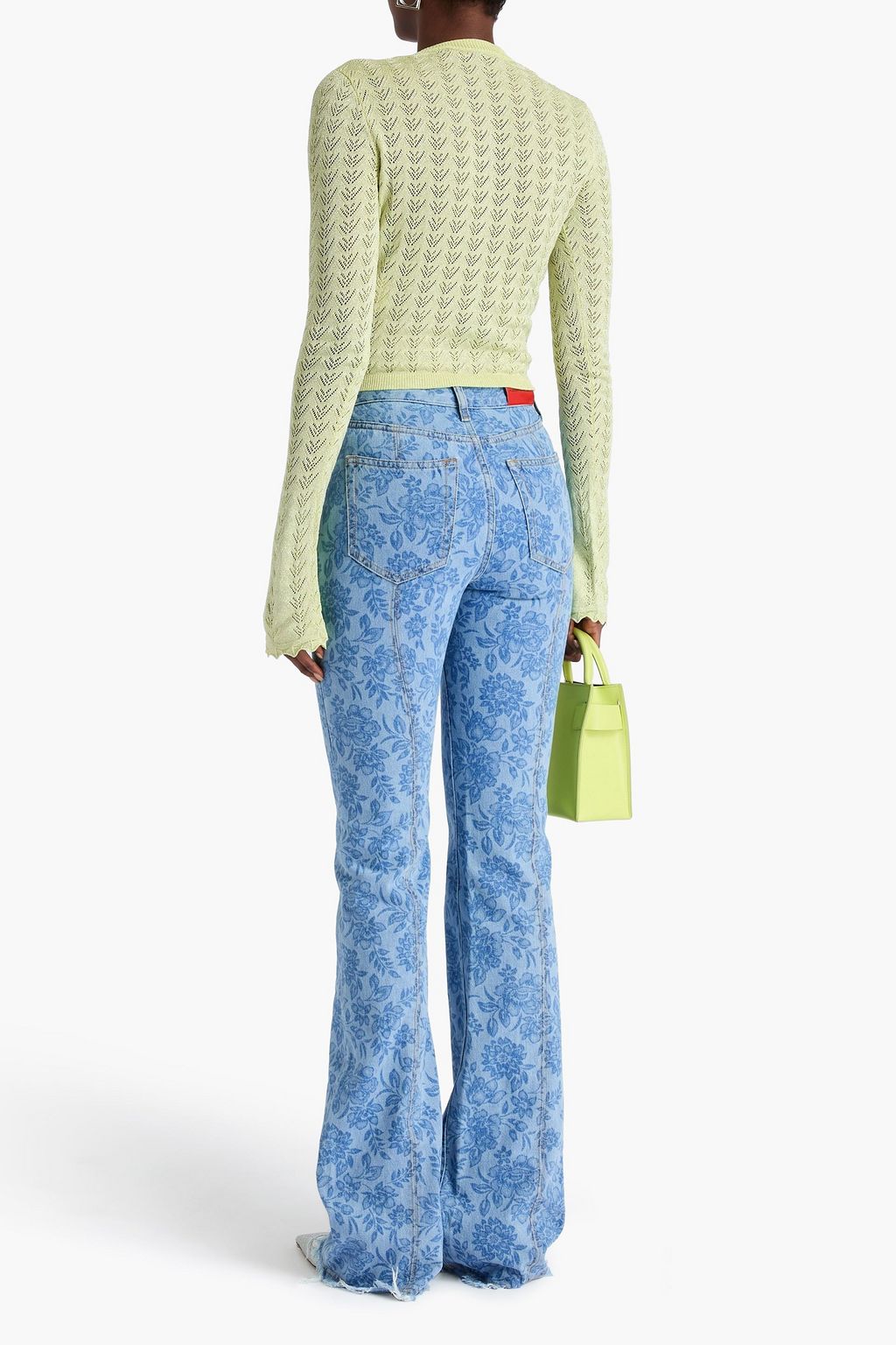ALESSANDRA RICH Floral-print high-rise flared jeans