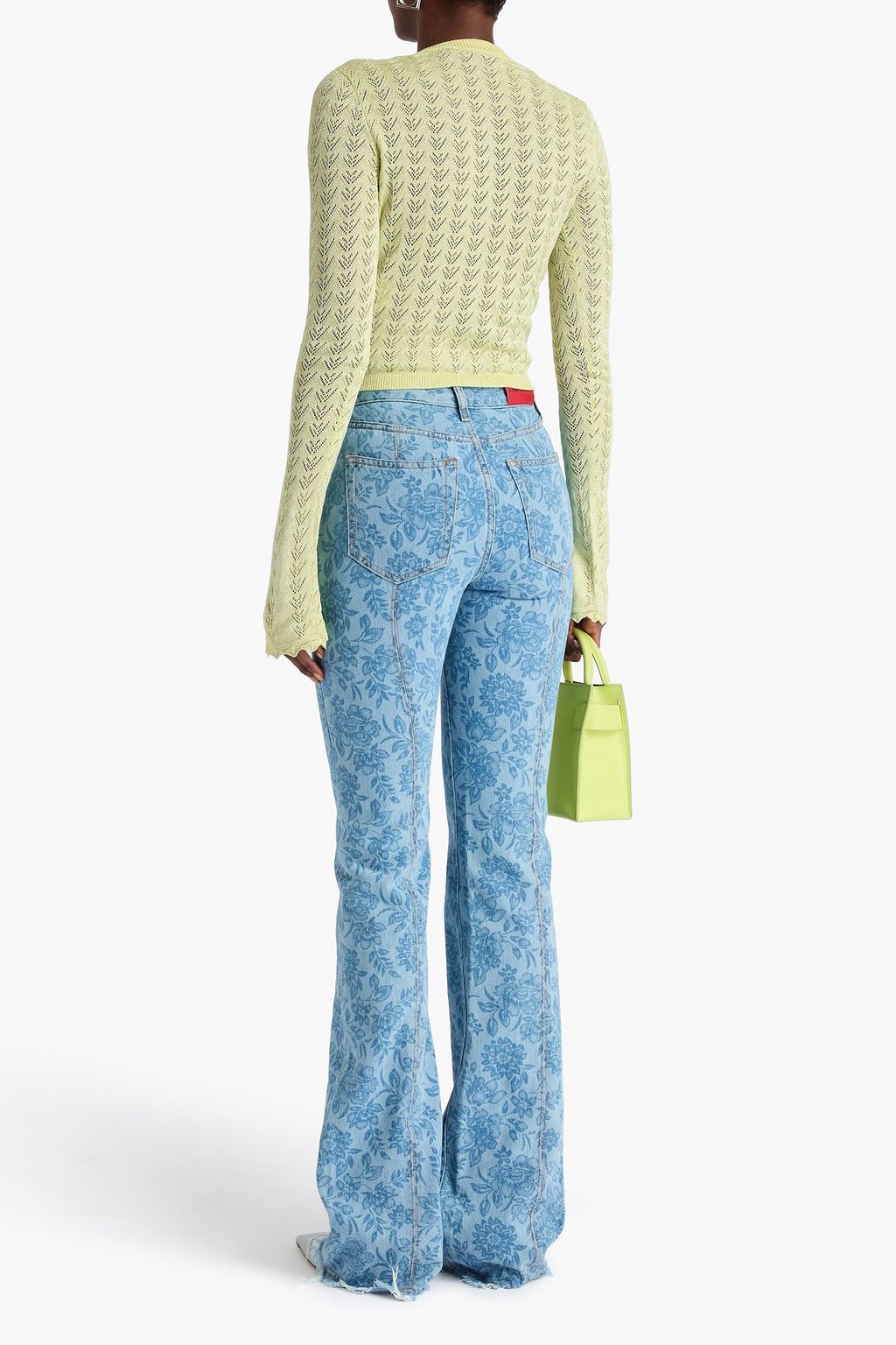 ALESSANDRA RICH Crystal-embellished metallic pointelle-knit cardigan