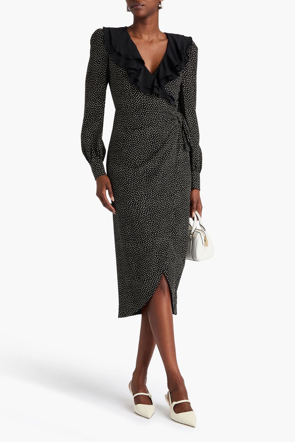 ALESSANDRA RICH Wrap-effect printed silk-crepe midi dress