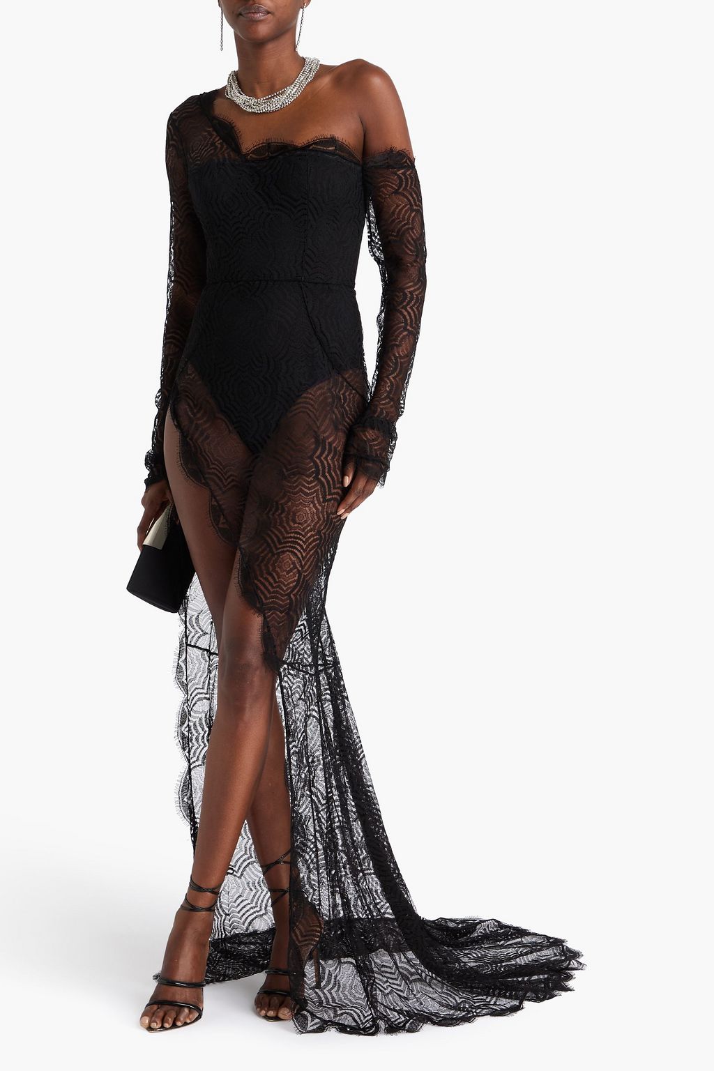 ALESSANDRA RICH Asymmetric lace gown