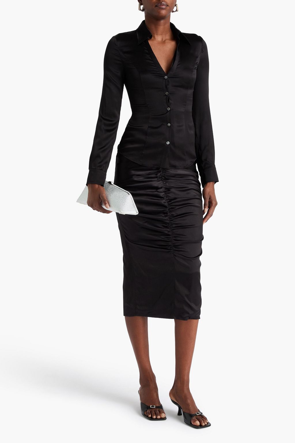 ALESSANDRA RICH Stretch-silk satin shirt