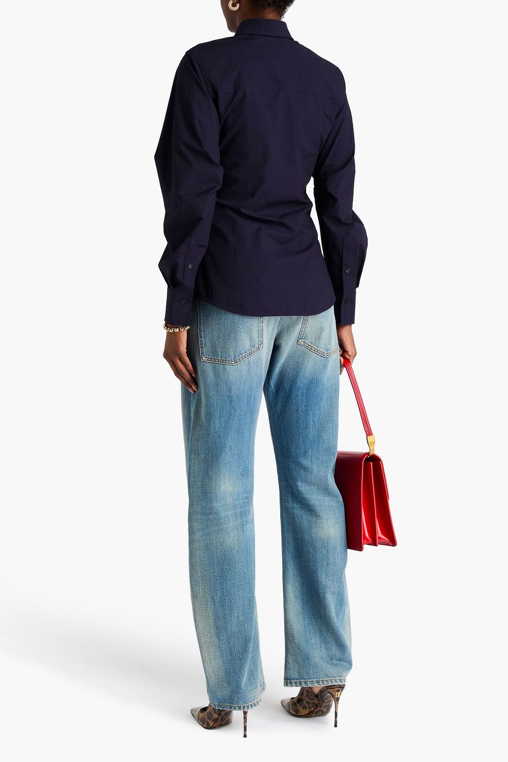 VICTORIA BECKHAM コットン混ポプリン シャツ ドレープ入り