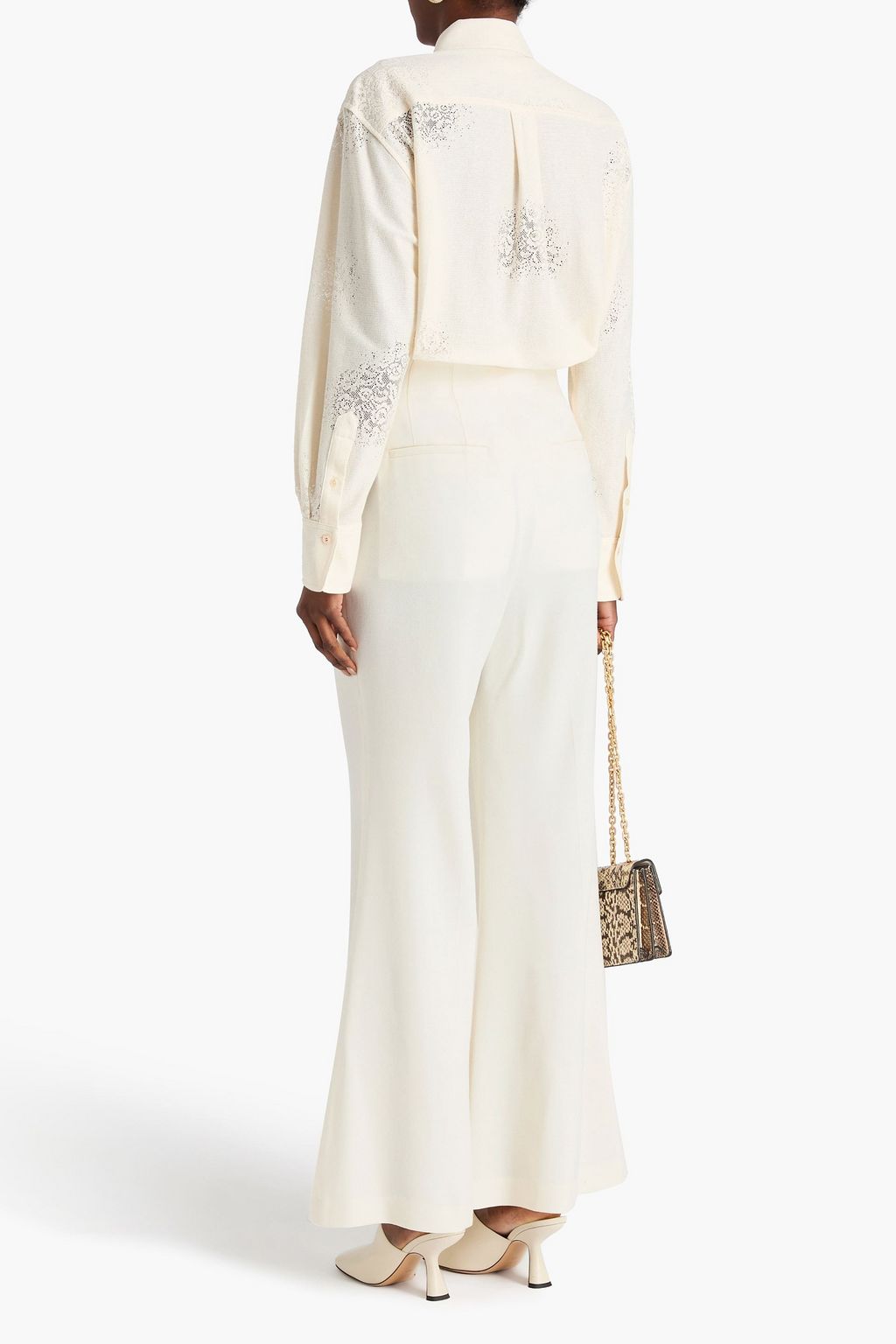 VICTORIA BECKHAM Wool-blend twill flared pants