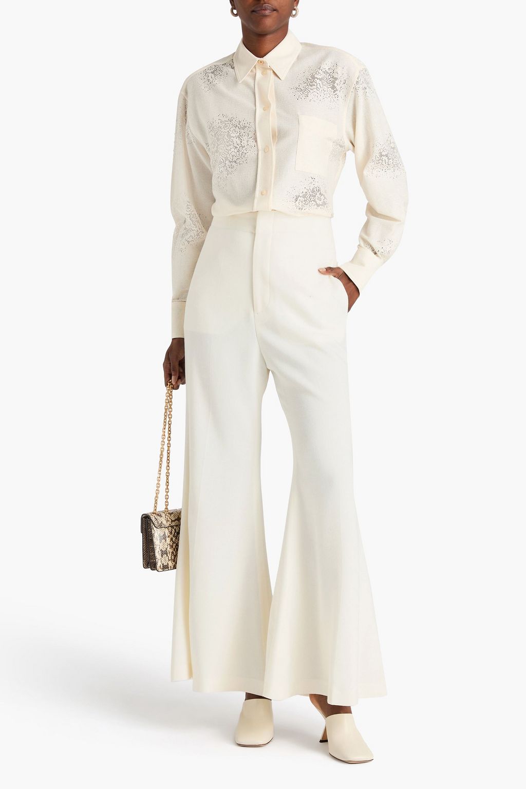 VICTORIA BECKHAM Wool-blend twill flared pants