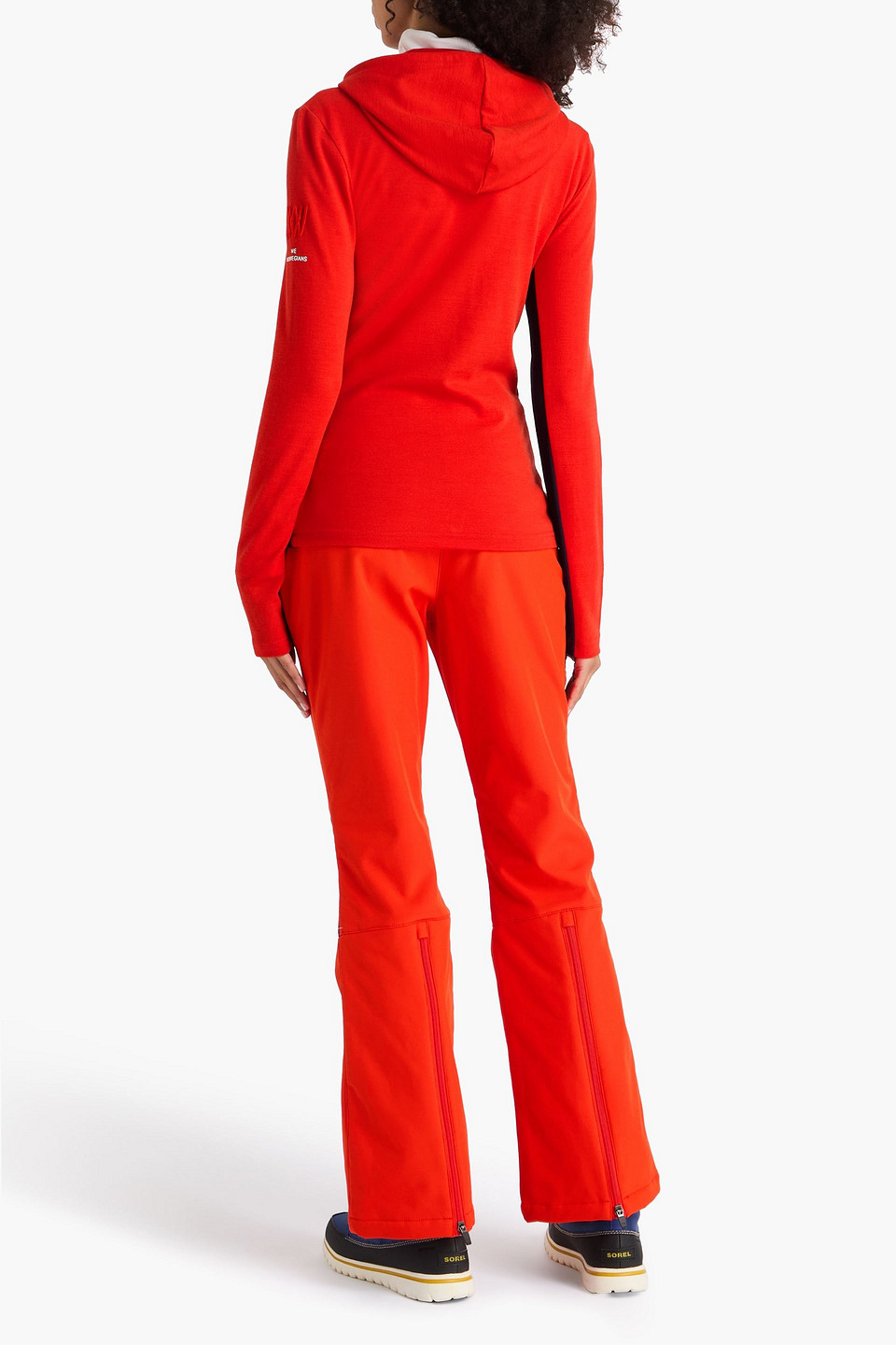 We Norwegians Striped Wool-blend Piqué Hooded Zip-up Base Layer In Red