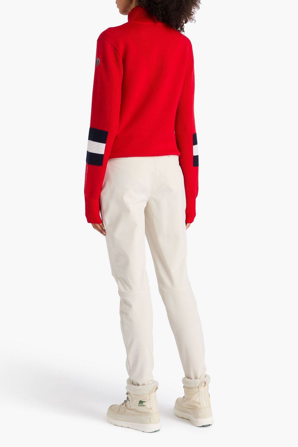WE NORWEGIANS Striped merino wool half-zip sweater