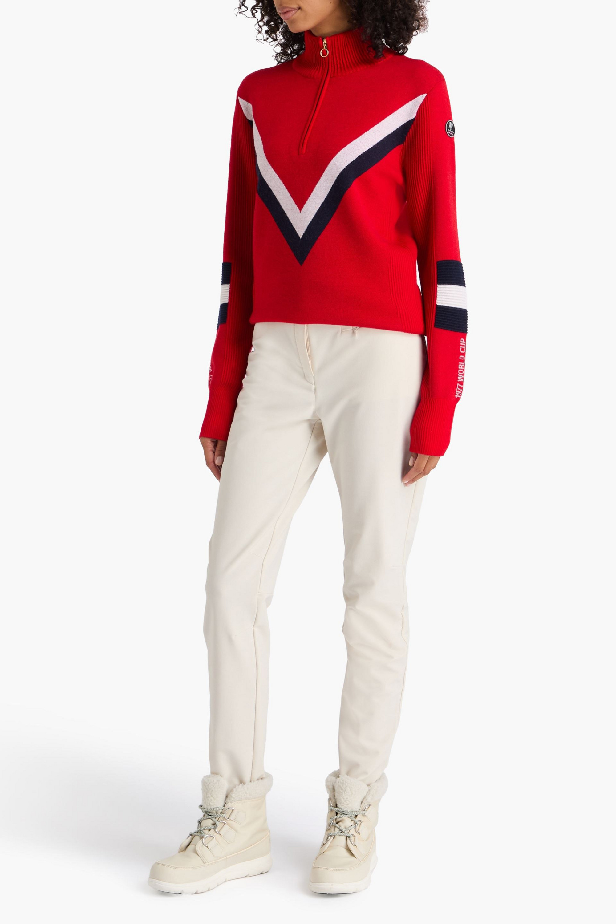 WE NORWEGIANS Striped merino wool half-zip sweater