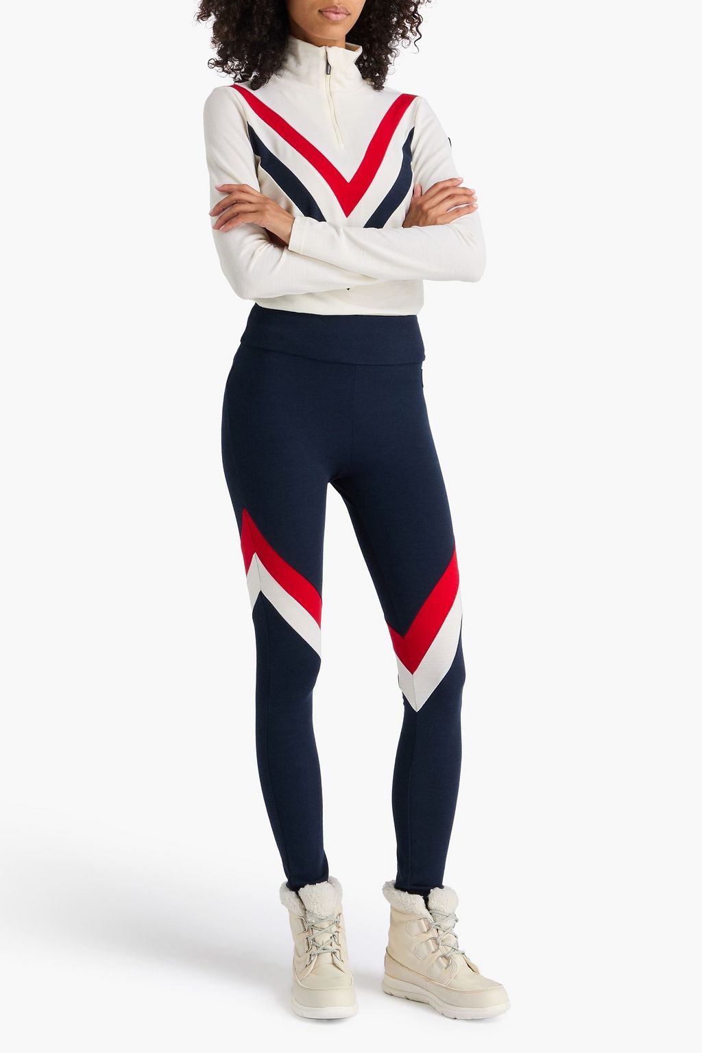 WE NORWEGIANS Voss striped merino wool-blend piqué leggings