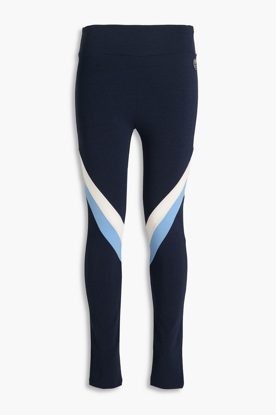 we norwegians - voss striped merino wool-blend piqué leggings - blue - l