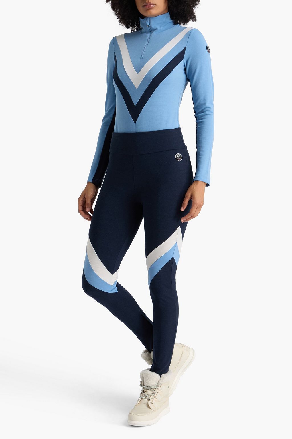 WE NORWEGIANS Voss striped merino wool-blend piqué leggings