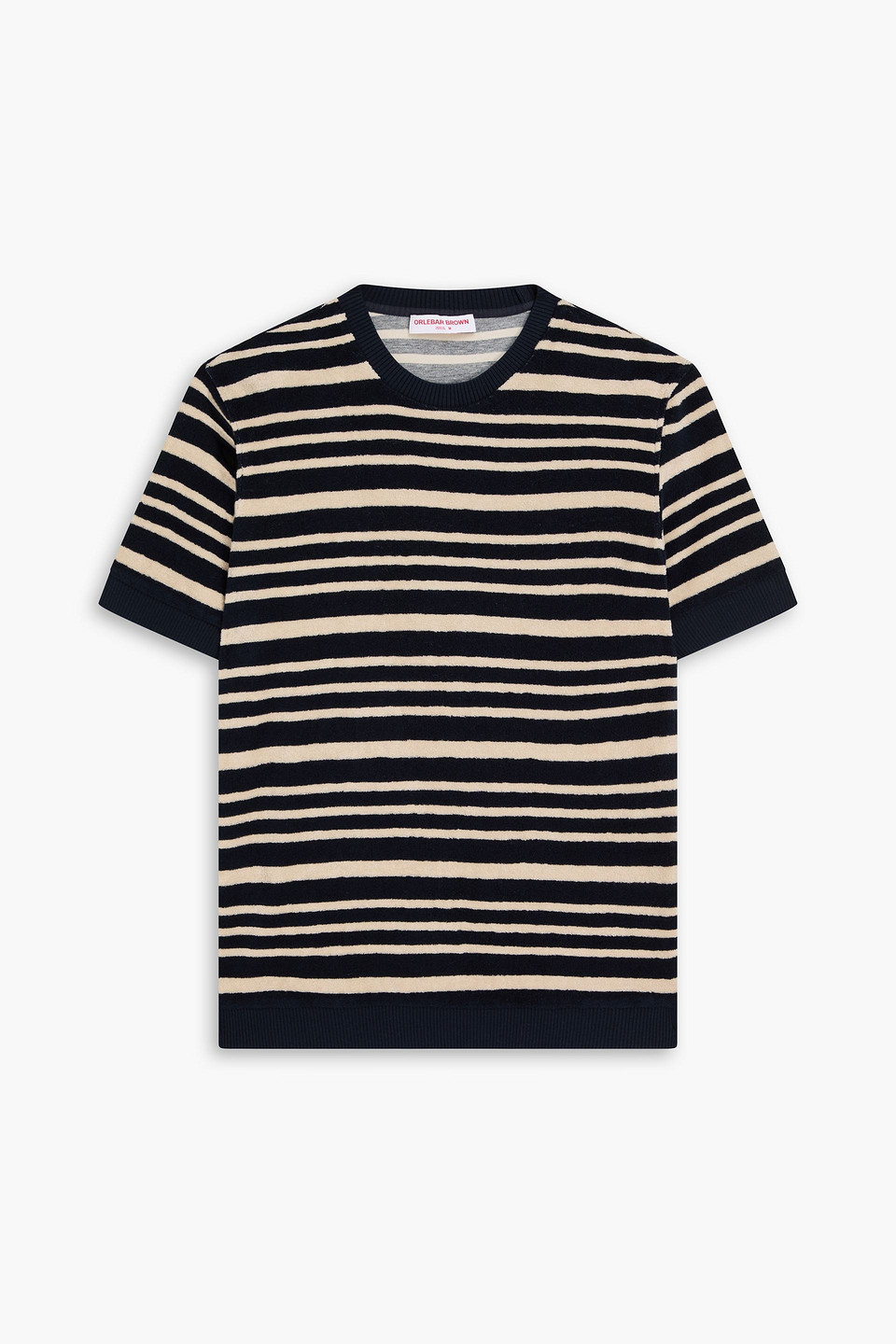 orlebar brown - solun striped cotton-terry t-shirt - blue - m