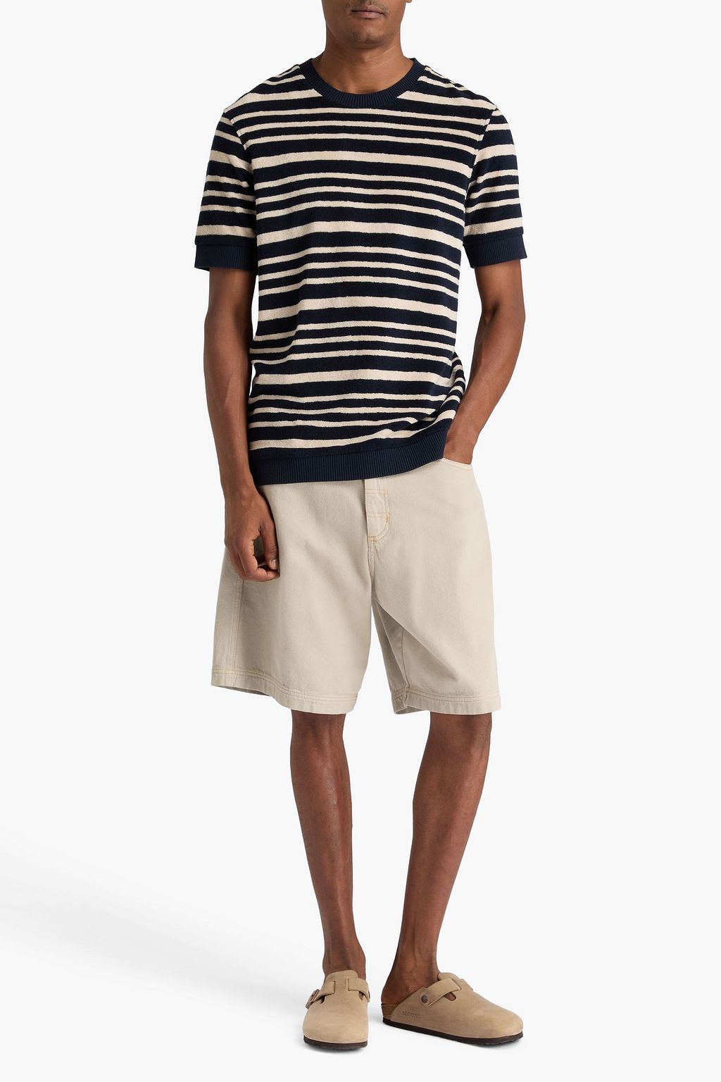 ORLEBAR BROWN Solun striped cotton-terry T-shirt