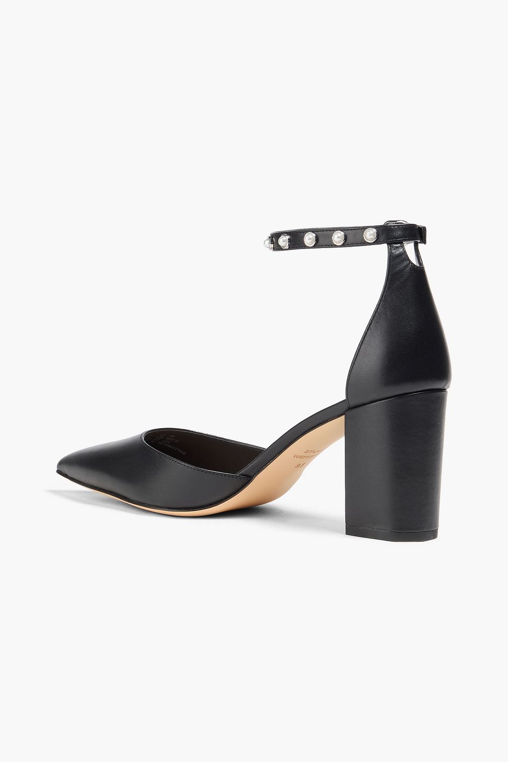 STUART WEITZMAN 인조 펄 장식 가죽 펌프스