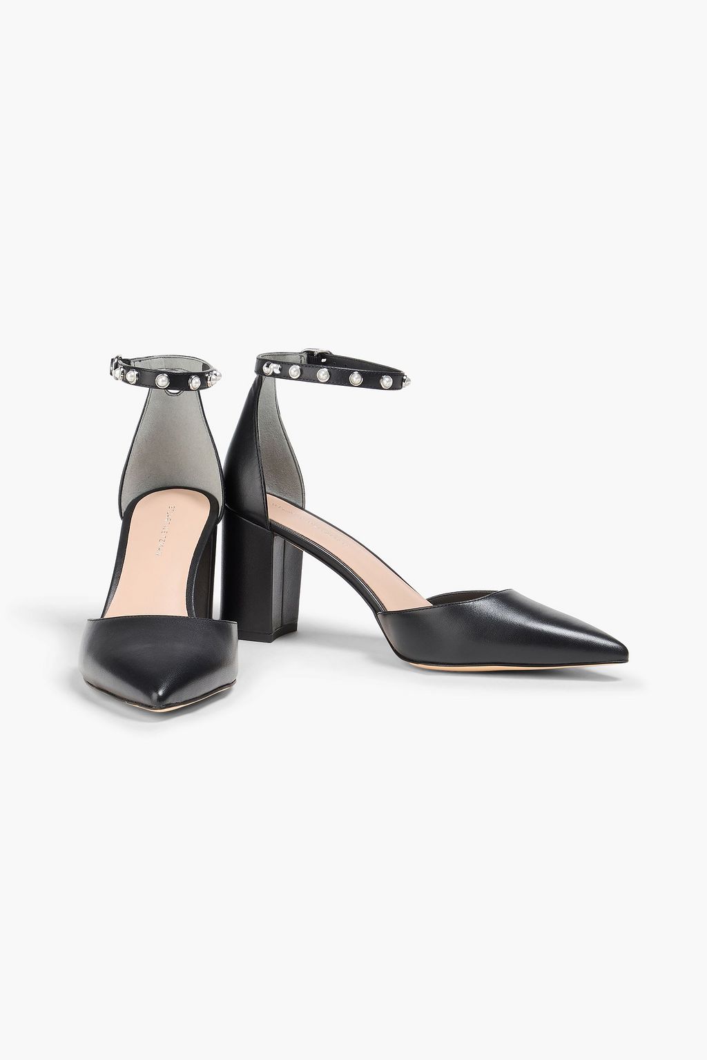 STUART WEITZMAN 인조 펄 장식 가죽 펌프스