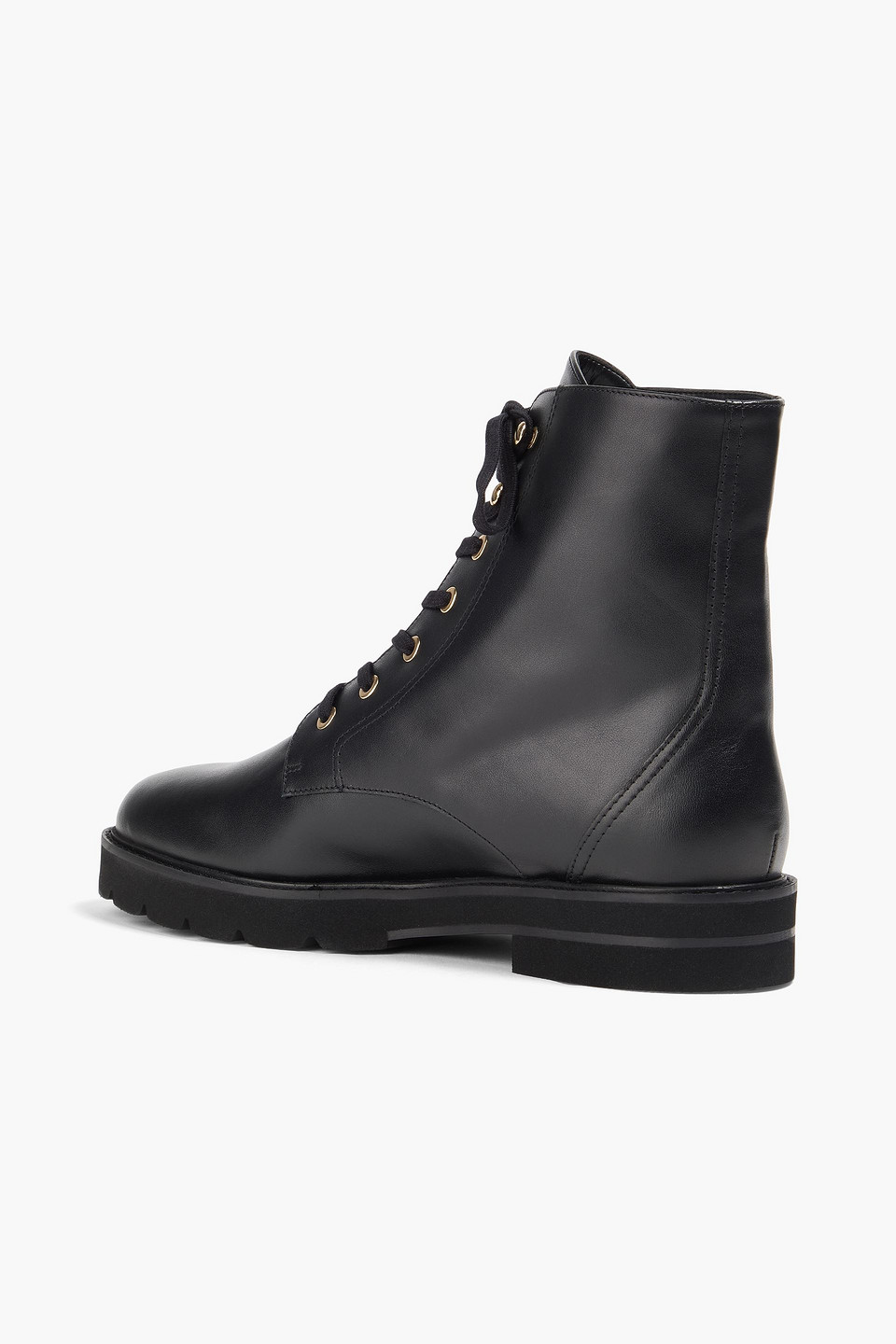 Stuart Weitzman Mila Leather Combat Boots In Black
