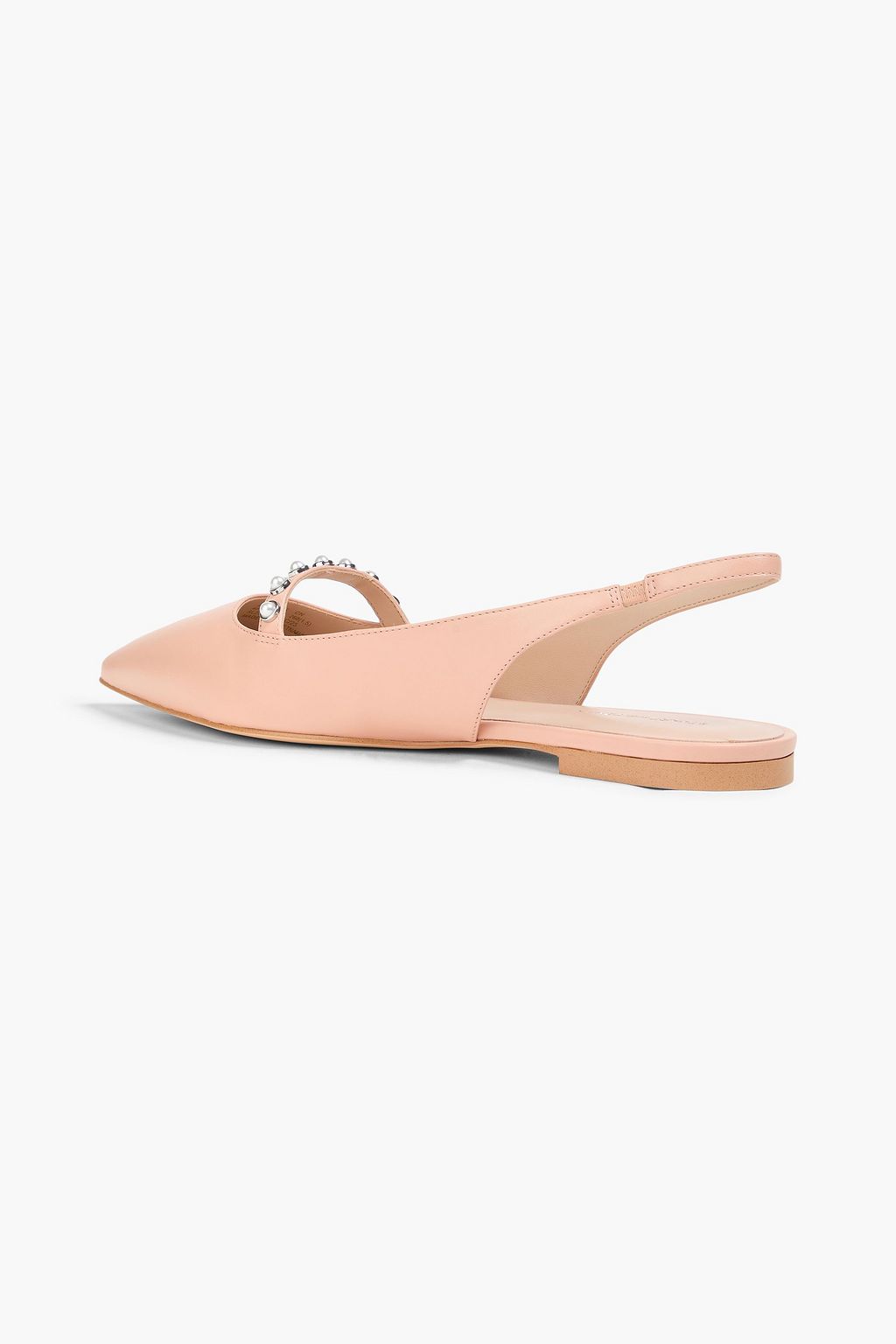 STUART WEITZMAN 인조 펄 장식 가죽 슬링백 포인티드 토 플랫