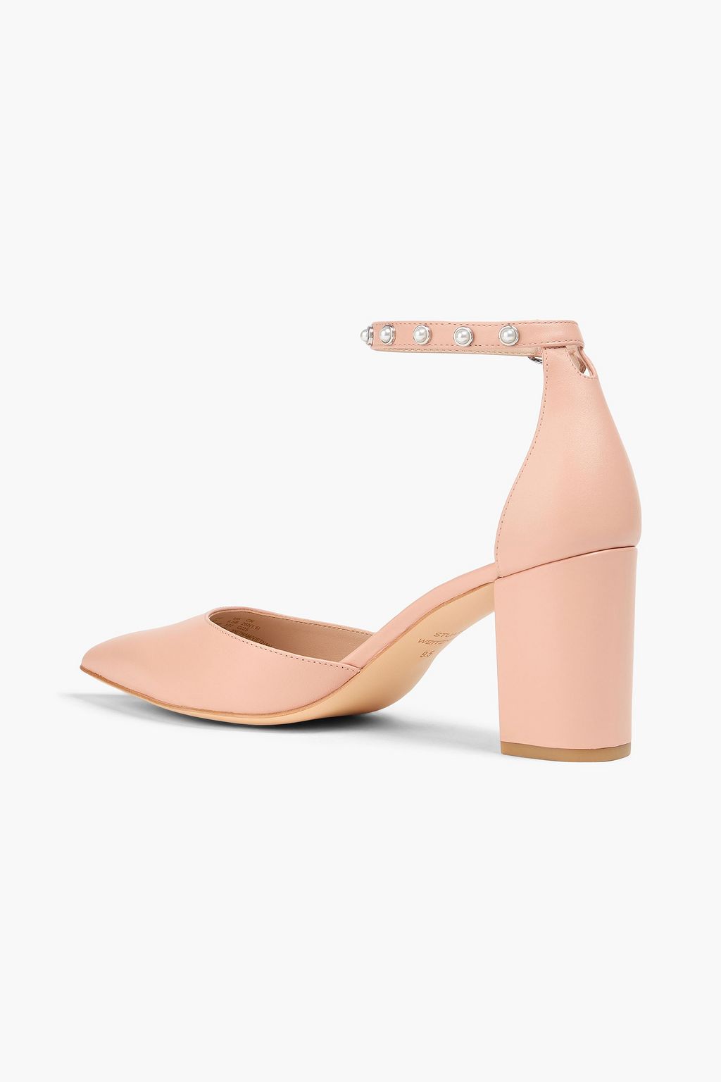 STUART WEITZMAN 인조 펄 장식 가죽 펌프스