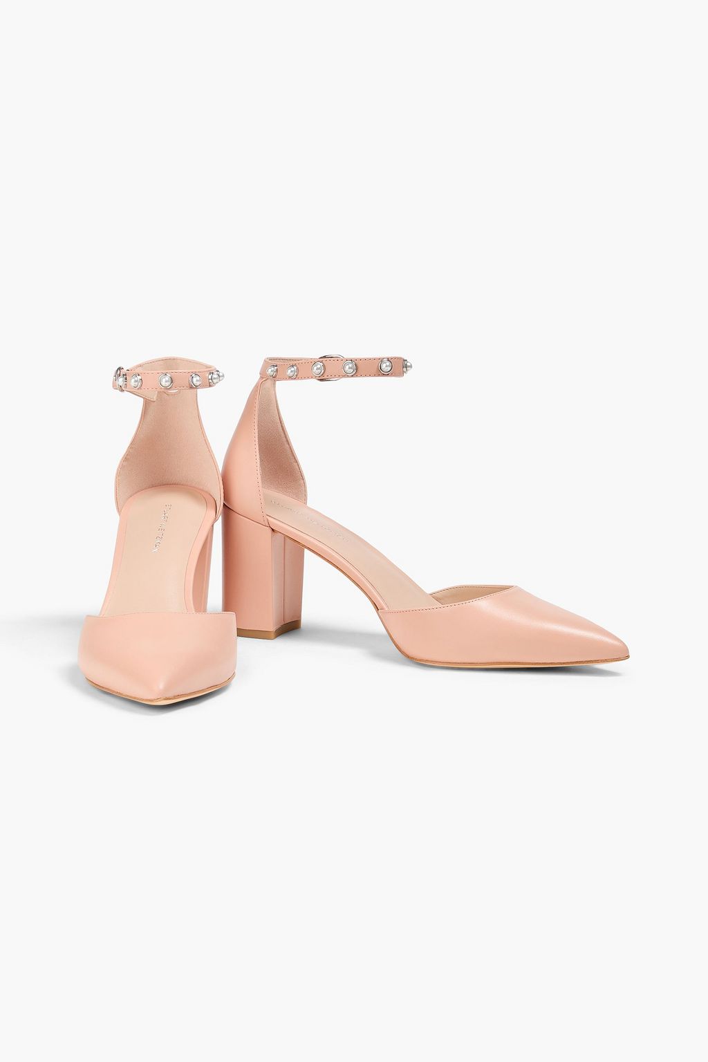 STUART WEITZMAN 인조 펄 장식 가죽 펌프스
